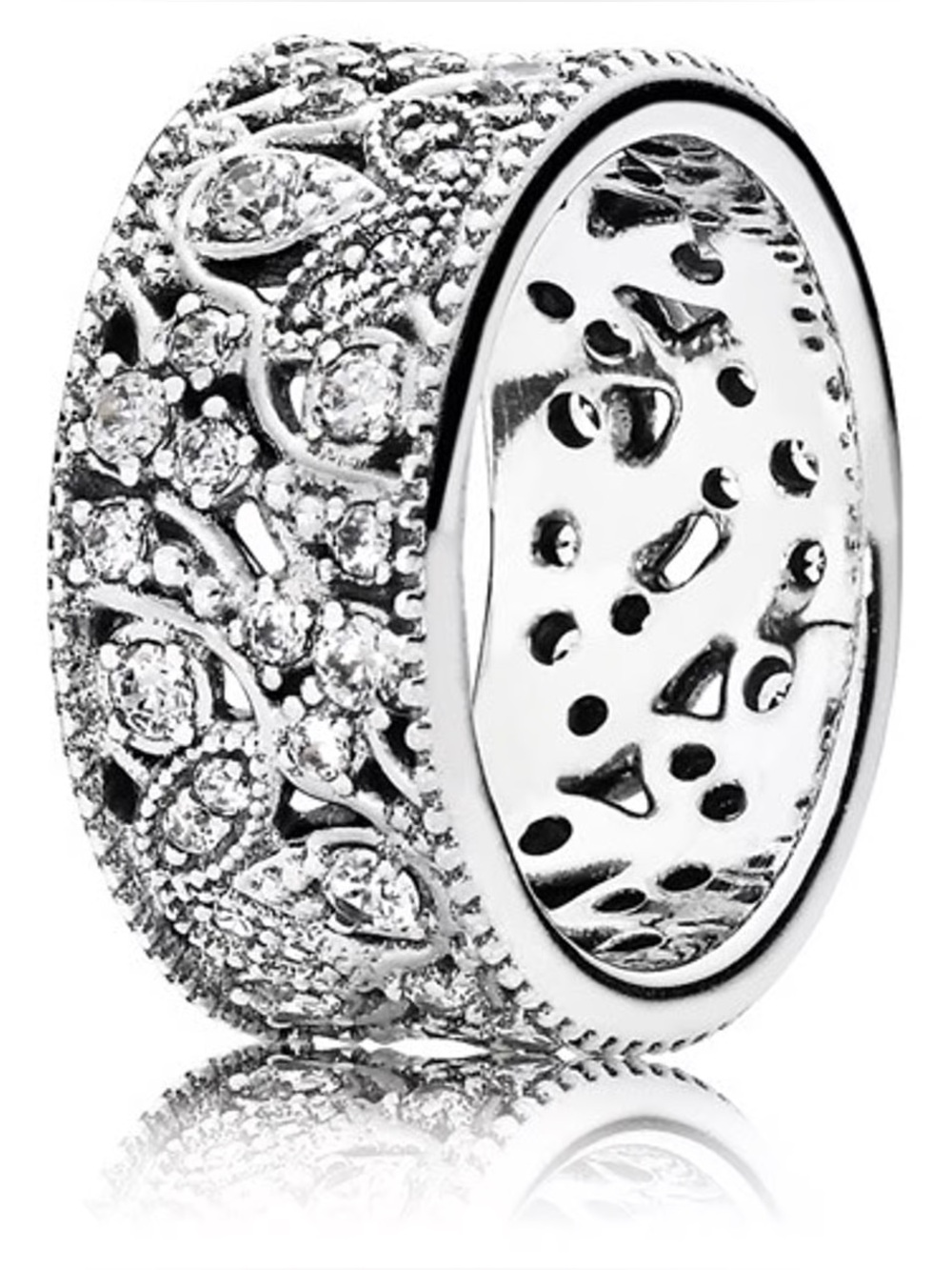 Pandora Sterling Silver Shimmering Leaves Statement Ring